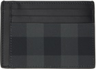 Burberry Gray & Black Check Money Clip Card Holder