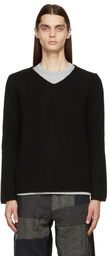 Comme des Garçons Shirt Black Wool V-Neck Sweater