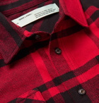 Off-White - Embellished Checked Cotton-Blend Flannel Shirt - Men - Red