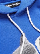 Palm Angels - Logo-Print Appliquéd Cotton-Jersey Hoodie - Blue