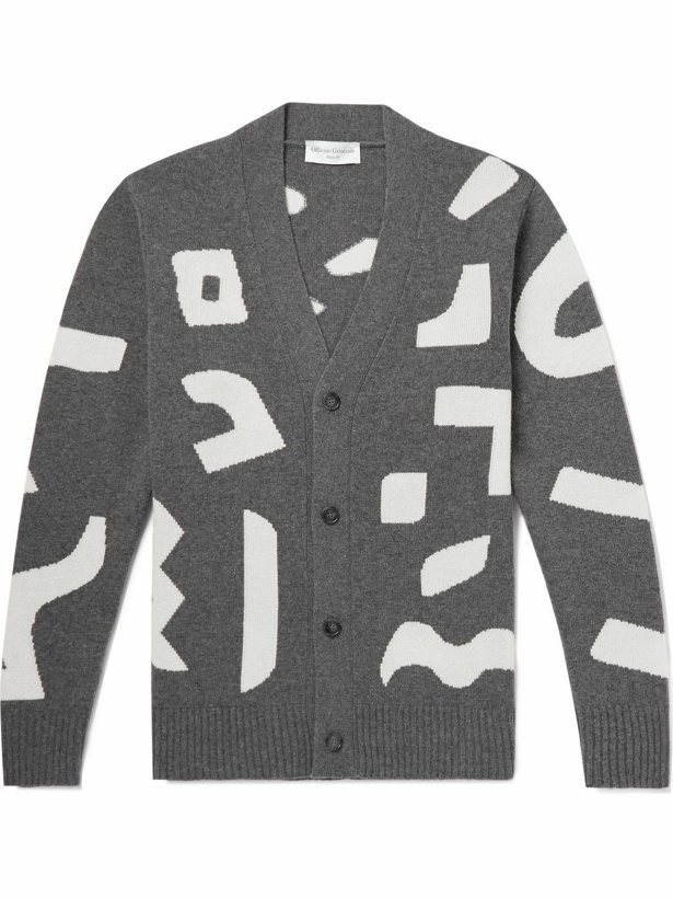 Photo: Officine Générale - Miles Intarsia Wool and Cashmere-Blend Cardigan - Gray