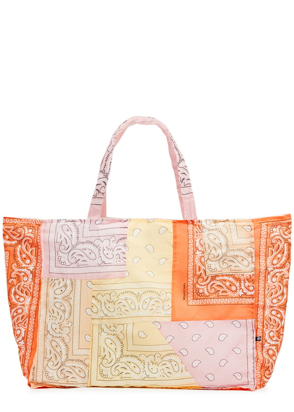 Photo: Arizona Love Cabas Bandana Patchwork Cotton Tote, Tote Bag, Handmade - Orange - One Size