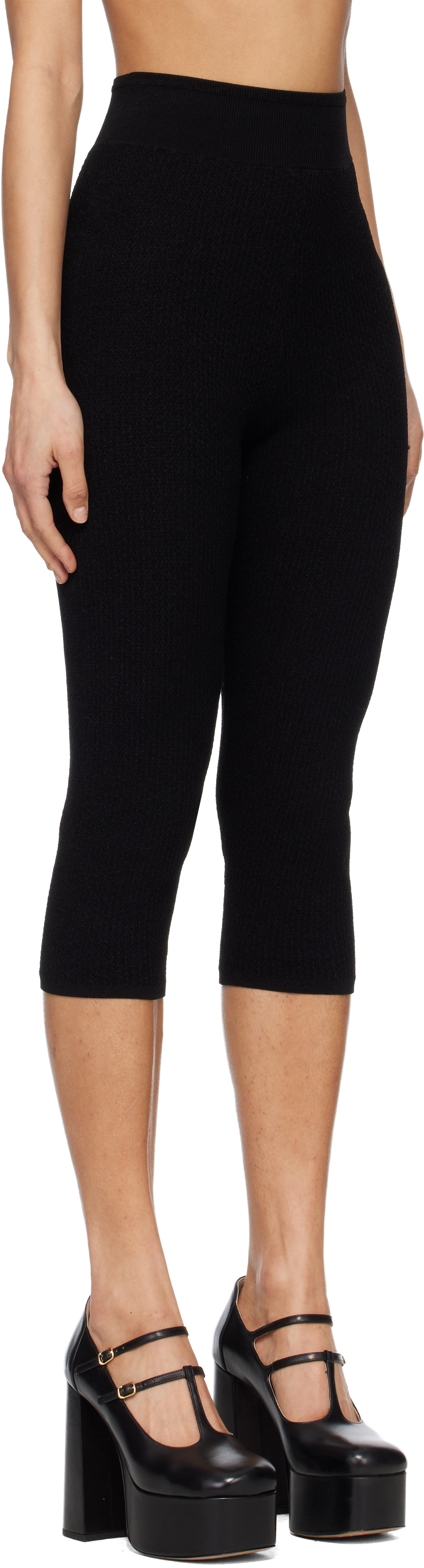 Chloé Black Capri Legging Stretch Knit Shorts