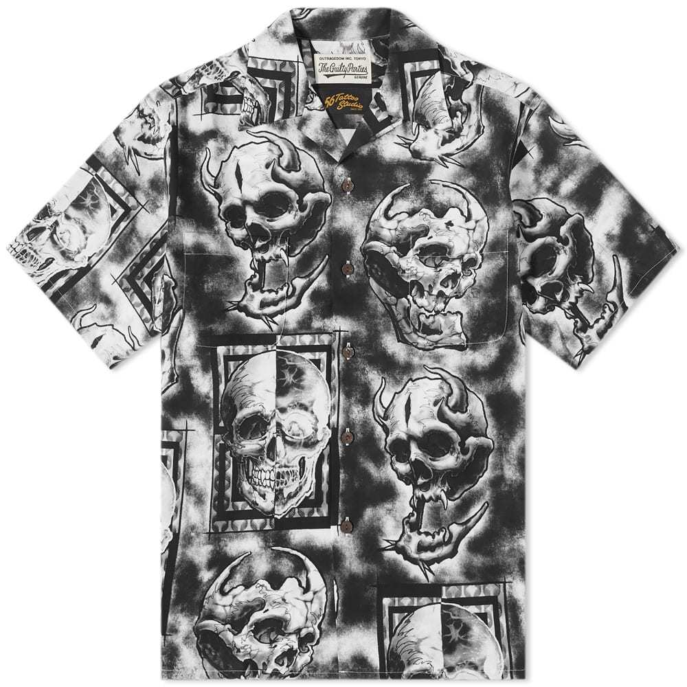 Wacko Maria 56 Tattoo Studio Skull Hawaiian Shirt