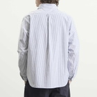 Danton Men's Round Collar Pull Over Shirt in Navy/White Stripe
