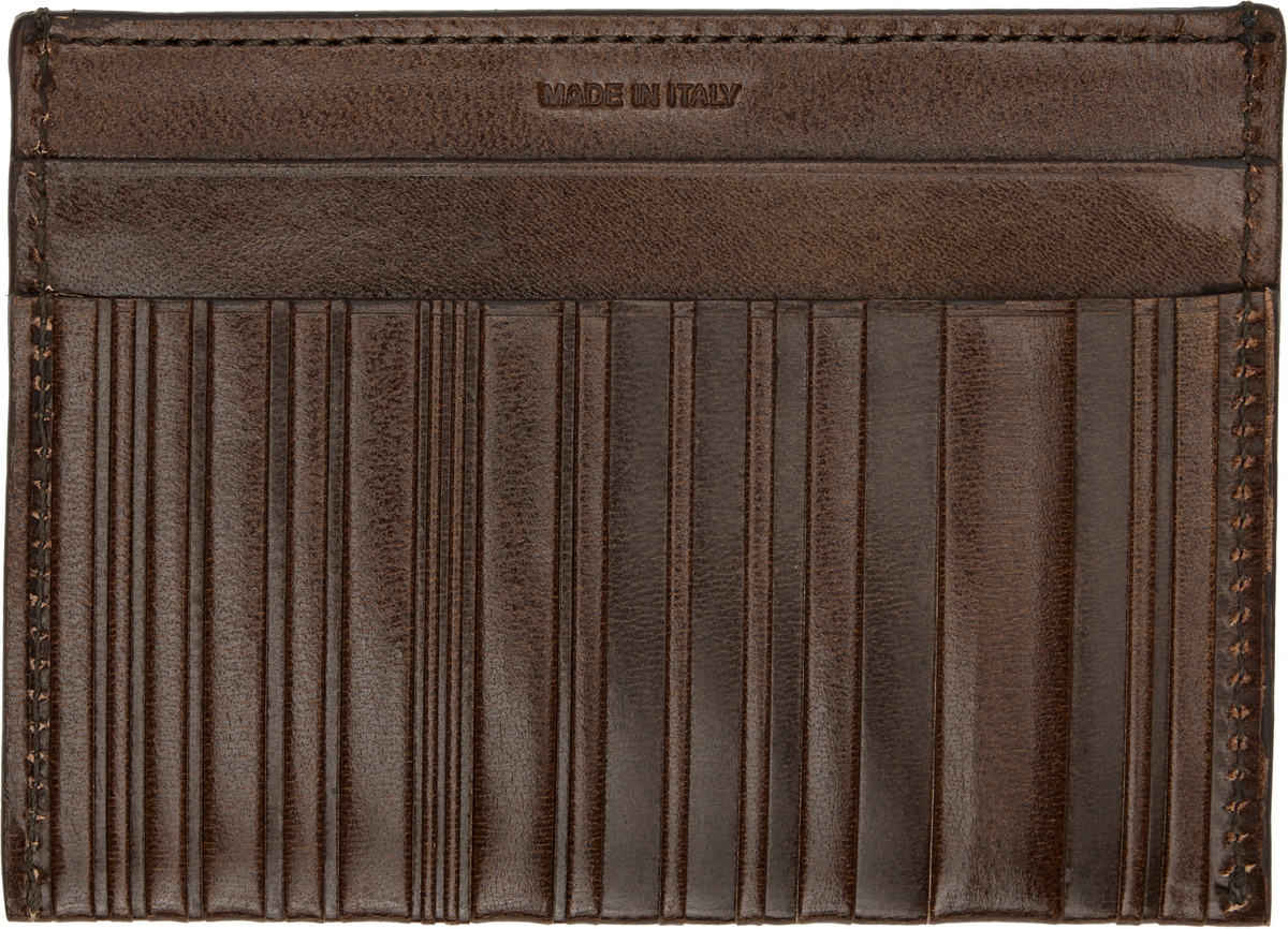 Paul Smith Brown Leather Shadow Stripe Card Holder