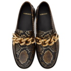 Versace Brown Snake Medusa Chain Loafers