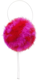 FAL-ASH Red & Pink Feather Hoop Shoulder Bag