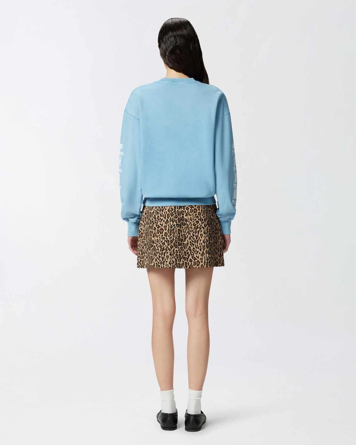 Pinko Cotton Sweatshirt With Logoed Sleeves Air Blue