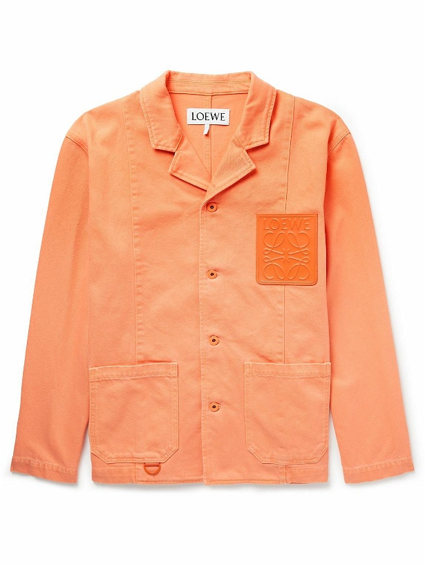 Photo: Loewe - Camp-Collar Logo-Appliquéd Denim Jacket - Orange