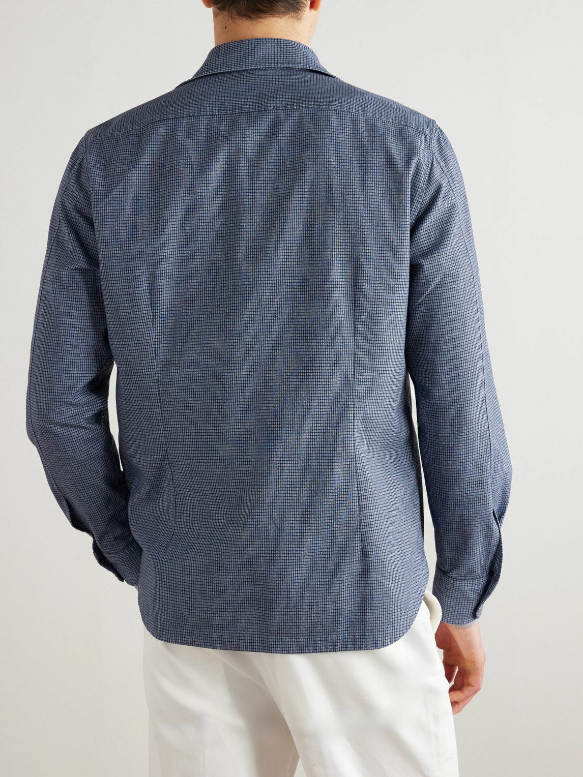 Boglioli - David Checked Cotton-Blend Overshirt - Blue