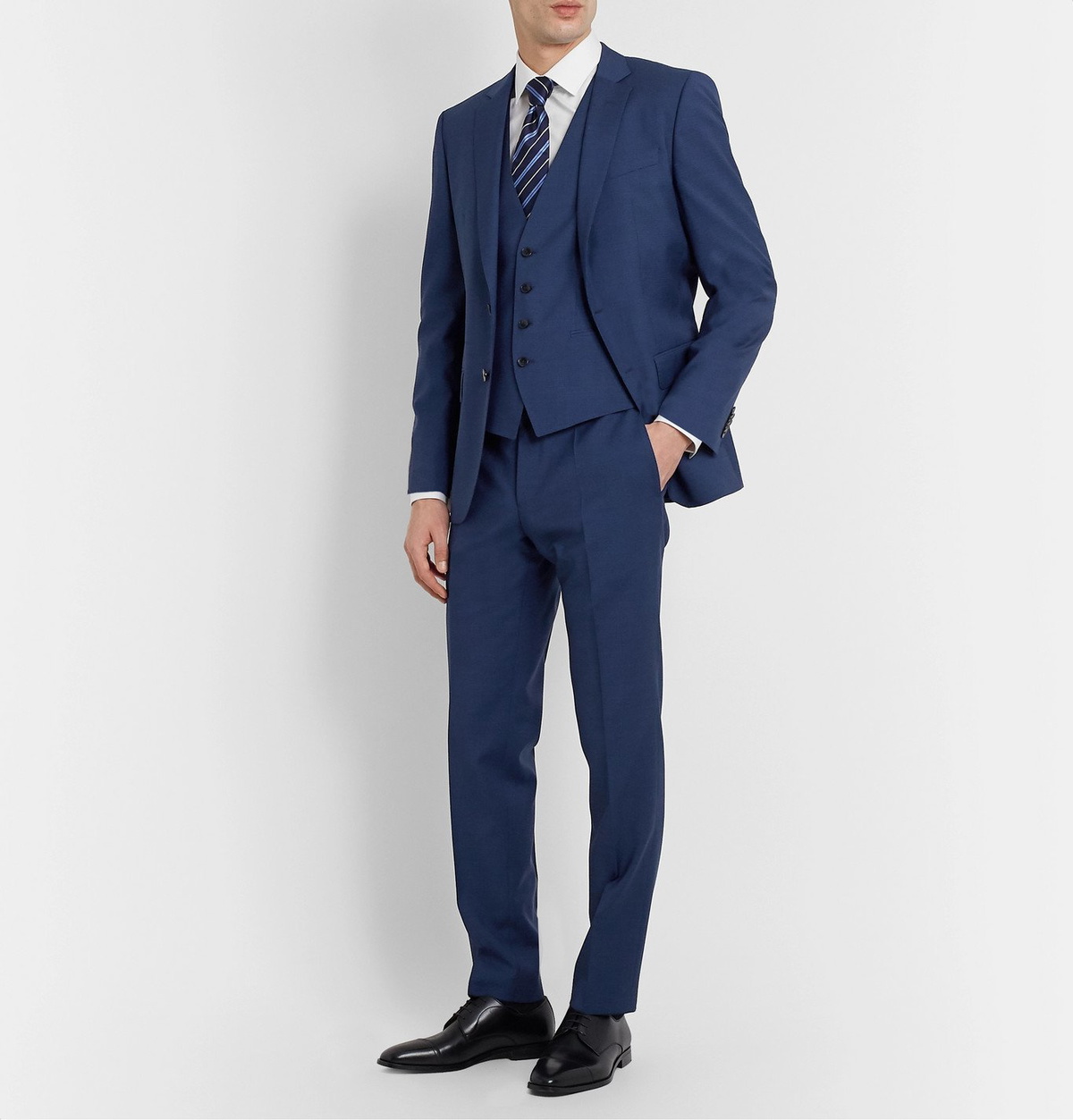 Three-piece slim-fit suit in virgin wool