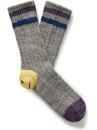 KAPITAL - Ivy Smilie Striped Cotton and Hemp-Blend Socks