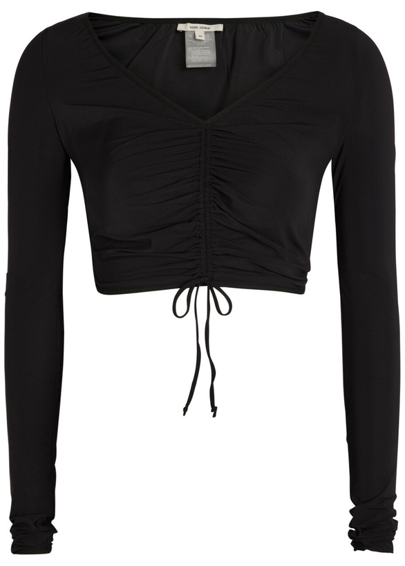 Photo: Nensi Dojaka Ruched Stretch-jersey Crop top Black