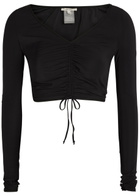 Nensi Dojaka Ruched Stretch-jersey Crop top Black