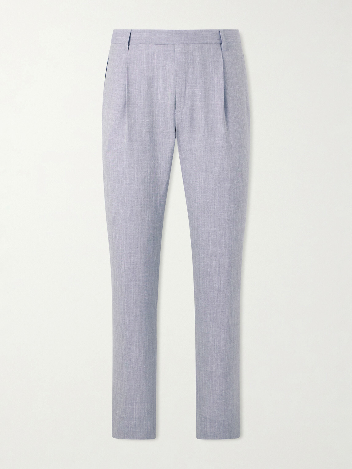 Mr P. - Straight-Leg Pleated Wool, Silk and Linen-Blend Suit Trousers - Purple