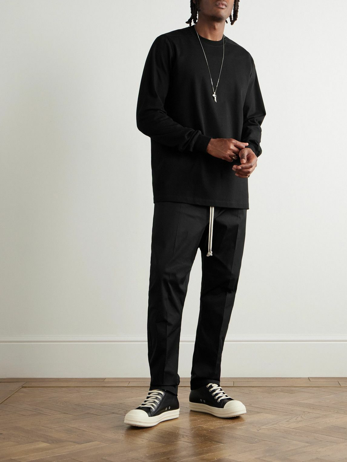 Rick Owens - Tapered Cotton-Blend Poplin Trousers - Black