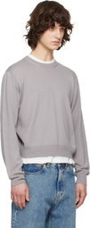 TONYWACK Gray Extrafine Wool Crew Neck Knit Sweater