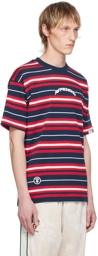 AAPE by A Bathing Ape Navy & Red Striped T-Shirt