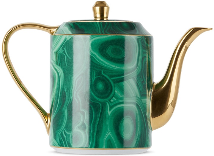 Photo: L'OBJET Green & Gold Malachite Teapot, 1.2 L