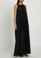 Joseph Chenes Pleated Satin Maxi Dress Black
