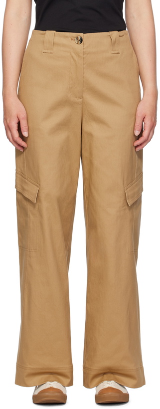 Photo: GANNI Tan Straight-Leg Cargo Pants