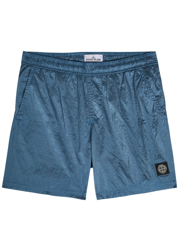 Photo: Stone Island Logo Crinkled Nylon Swim Shorts Blue