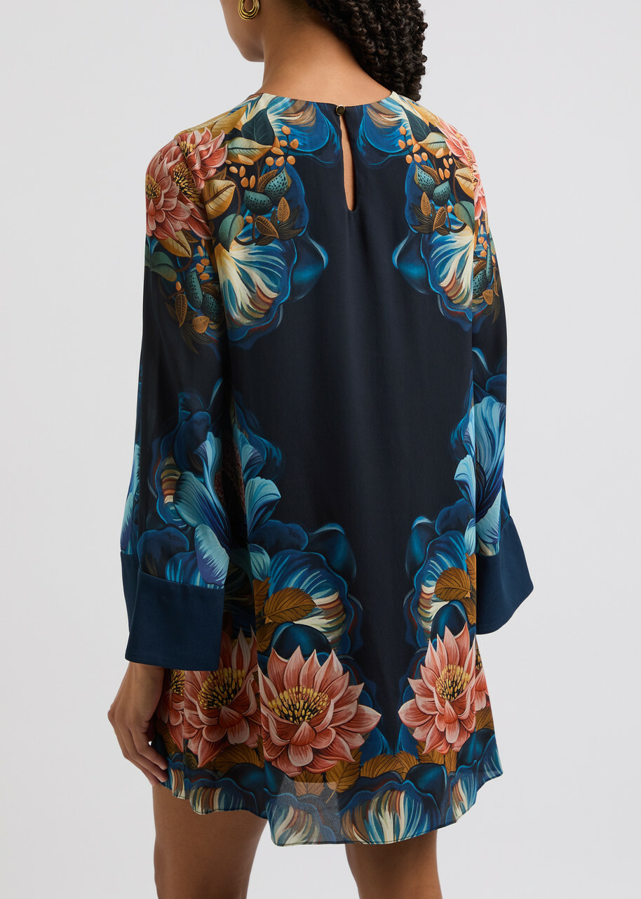 Borgo DE Nor Cocoa Floral-print Mini Dress Black