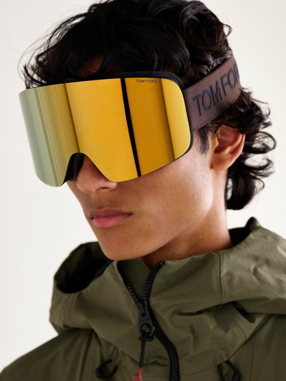 TOM FORD - Logo-Jacquard Webbing-Trimmed Ski Goggles
