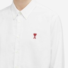 AMI Paris Men's Heart Button Down Oxford Shirt in Natural White