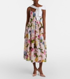 Carolina Herrera Floral linen and silk midi dress