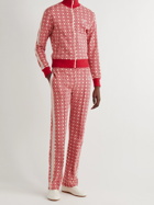 Wales Bonner - Power Crochet-Trimmed Organic Cotton-Jacquard Track Jacket - Red