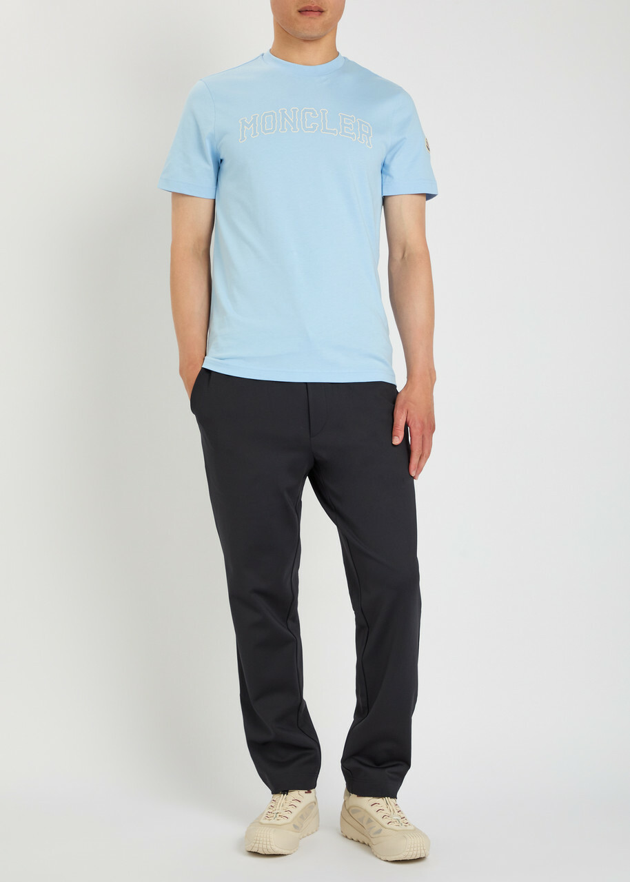 Moncler Logo-print Cotton T-shirt Light Blue