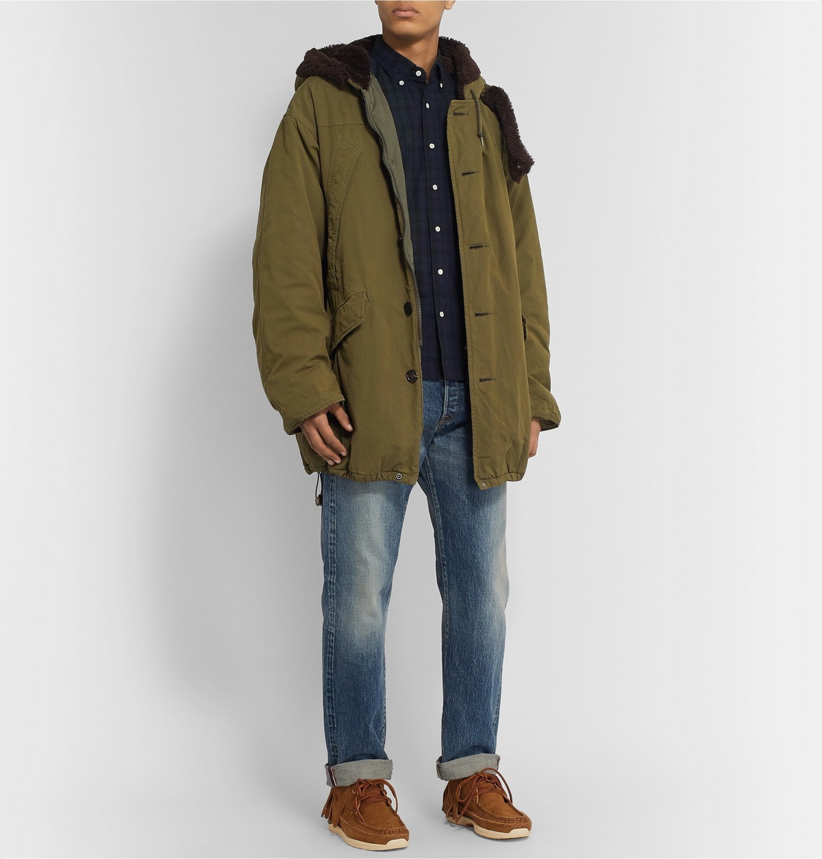 visvim - Wright Fleece-Trimmed Padded Cotton-Blend Parka - Green