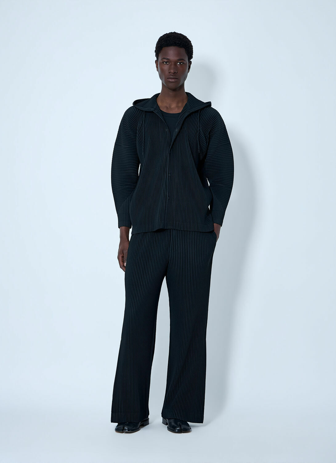 Homme Plissé Issey Miyake Pinstripe Hooded Jacket