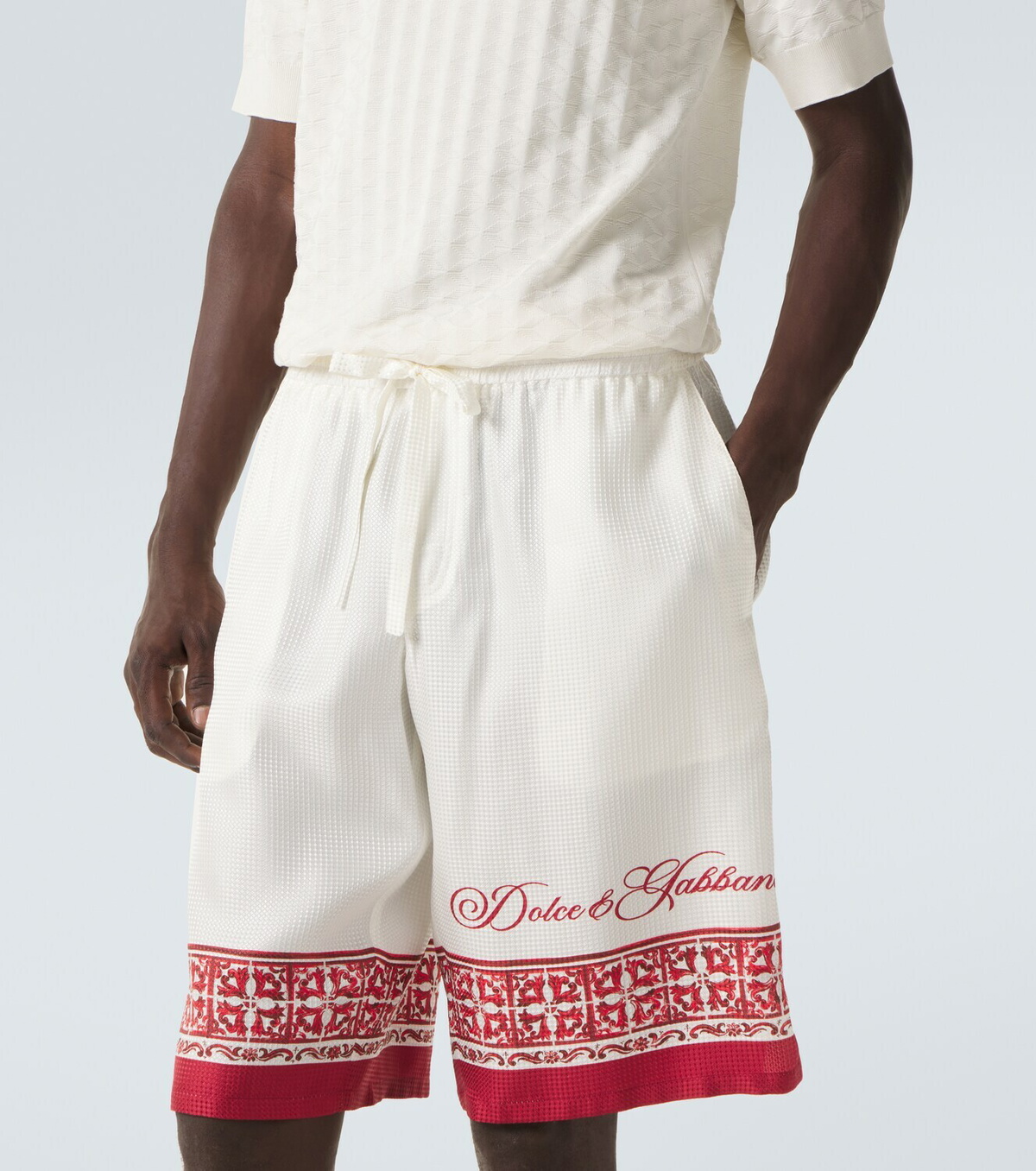 Dolce&Gabbana Majolica silk twill jacquard Bermuda shorts