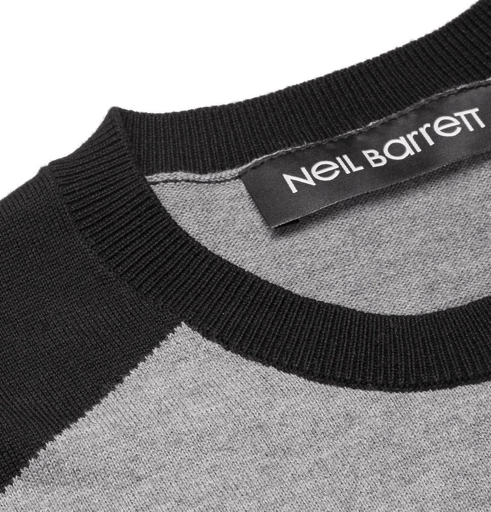 Neil Barrett - Intarsia Cotton Sweater - Gray Neil Barrett