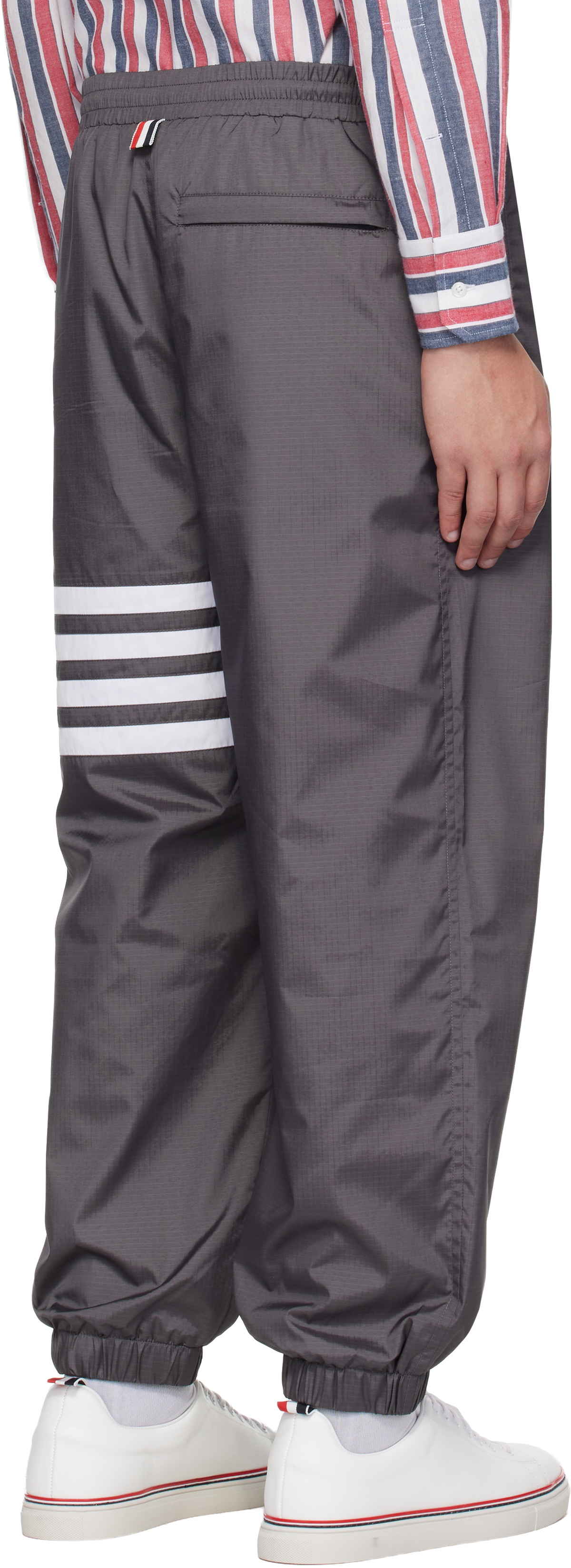 Thom Browne Gray Shiny Ripstop 4-Bar Track Pants