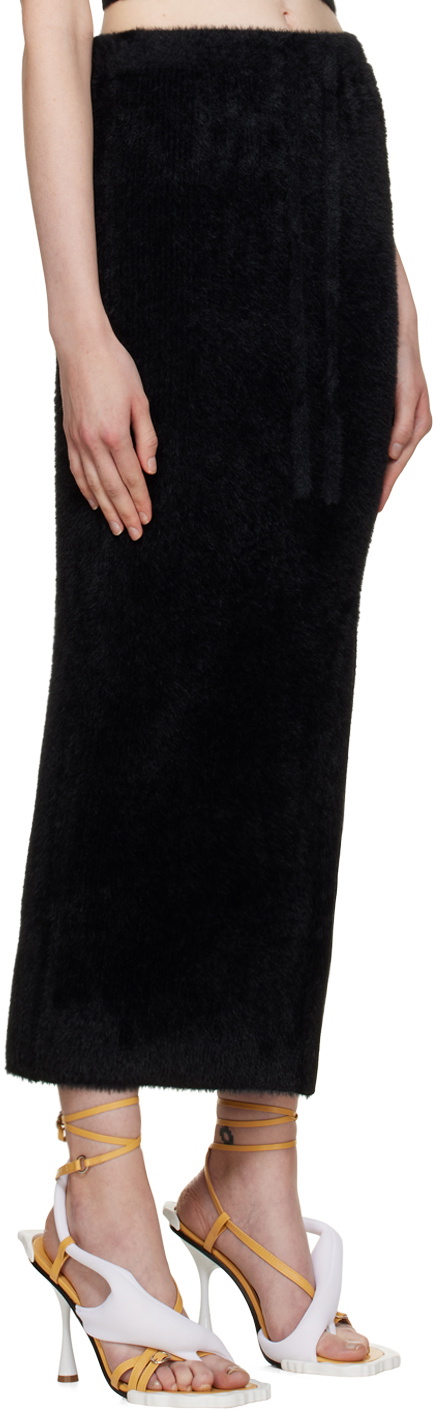Ester Manas Black Fluffy Peephole Midi Skirt