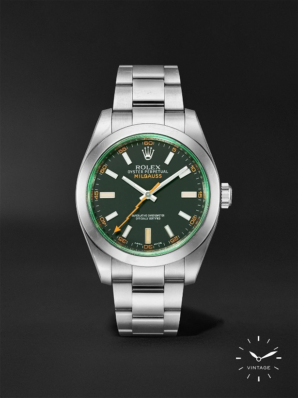 Photo: ROLEX - Pre-Owned Wind Vintage Oyster Perpetual Milgauss Automatic 39mm Stainless Steel Watch, Ref. No. 116400GV