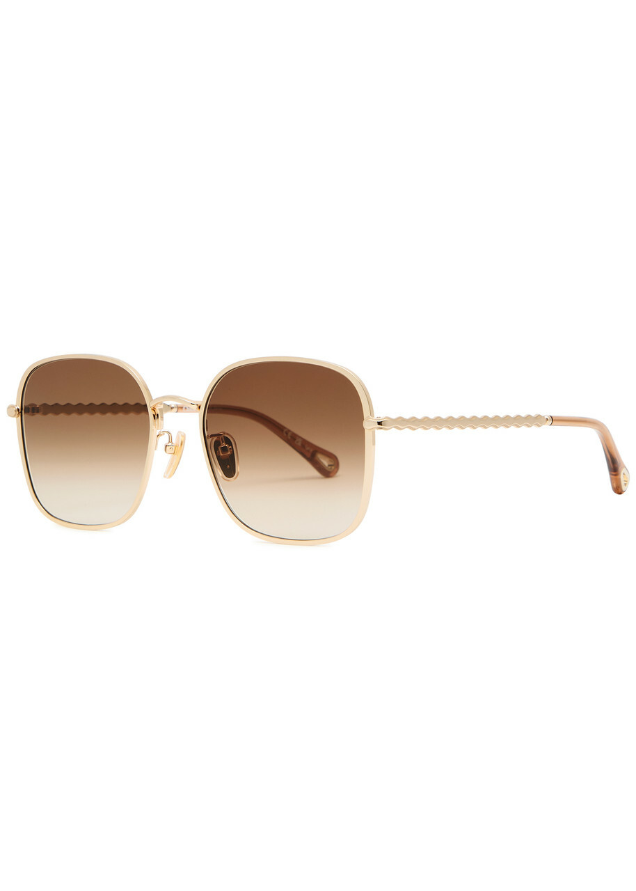 未使用 Chloé ブラウンレンズ ゴールドフレーム サングラス