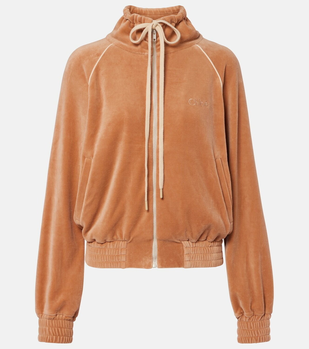 Chloé Cotton-blend velour zip-up sweatshirt