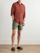 Mr P. - Straight-Leg Cotton and Linen-Blend Drawstring Shorts - Green