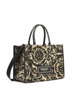 Versace Black Barocco Athena Medium Raffia Tote Bag