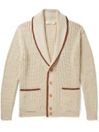 Giuliva Heritage - Clemente Shawl-Collar Ribbed Cotton Cardigan - Neutrals