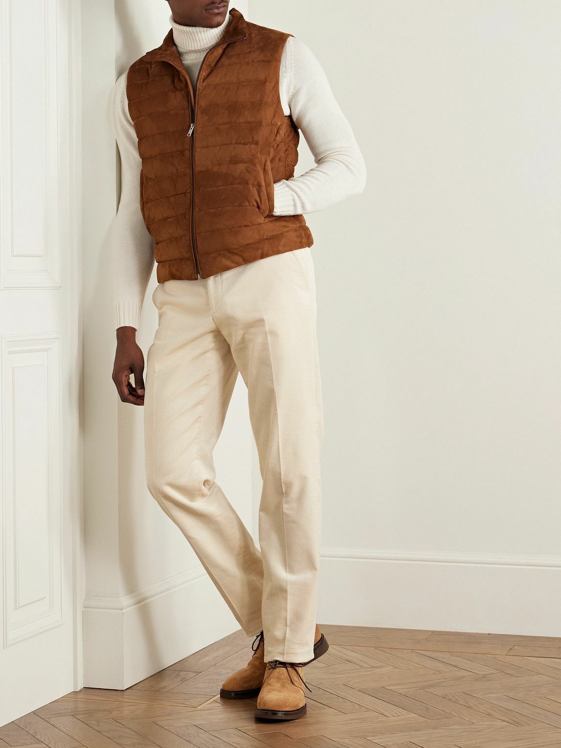 Ralph Lauren Purple label - Gregory Straight-Leg Cotton-Corduroy Trousers - Neutrals