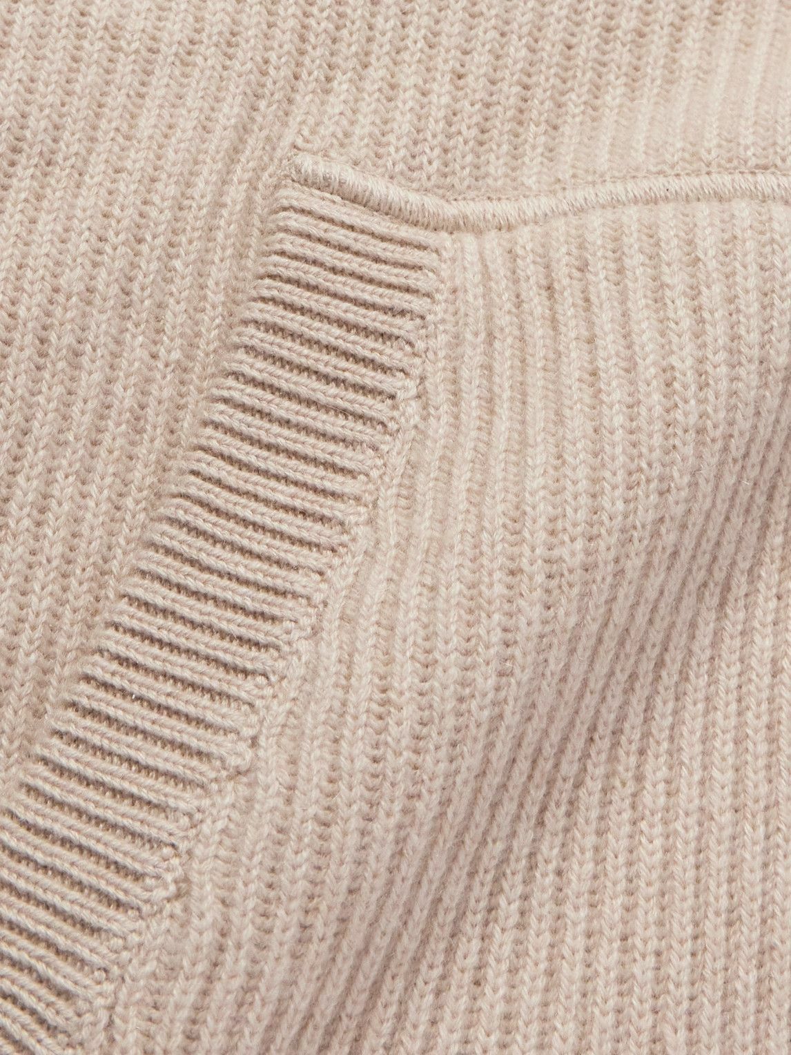 Brunello Cucinelli - Logo-Embroidered Ribbed Cashmere Zip-Up Hoodie - Neutrals