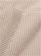 Brunello Cucinelli - Logo-Embroidered Ribbed Cashmere Zip-Up Hoodie - Neutrals