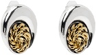Marine Serre Silver & Gold Regenerated Buttons Moon Earrings