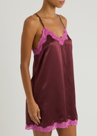 Love Stories Willow Lace-trimmed Silk Chemise Burgundy